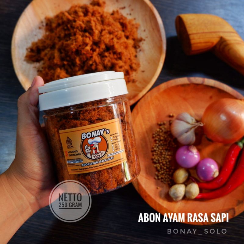 

BONAY's 250gram Abon Ayam Rasa Abon Sapi Kemasan Toples Halal Abon Premium Solo