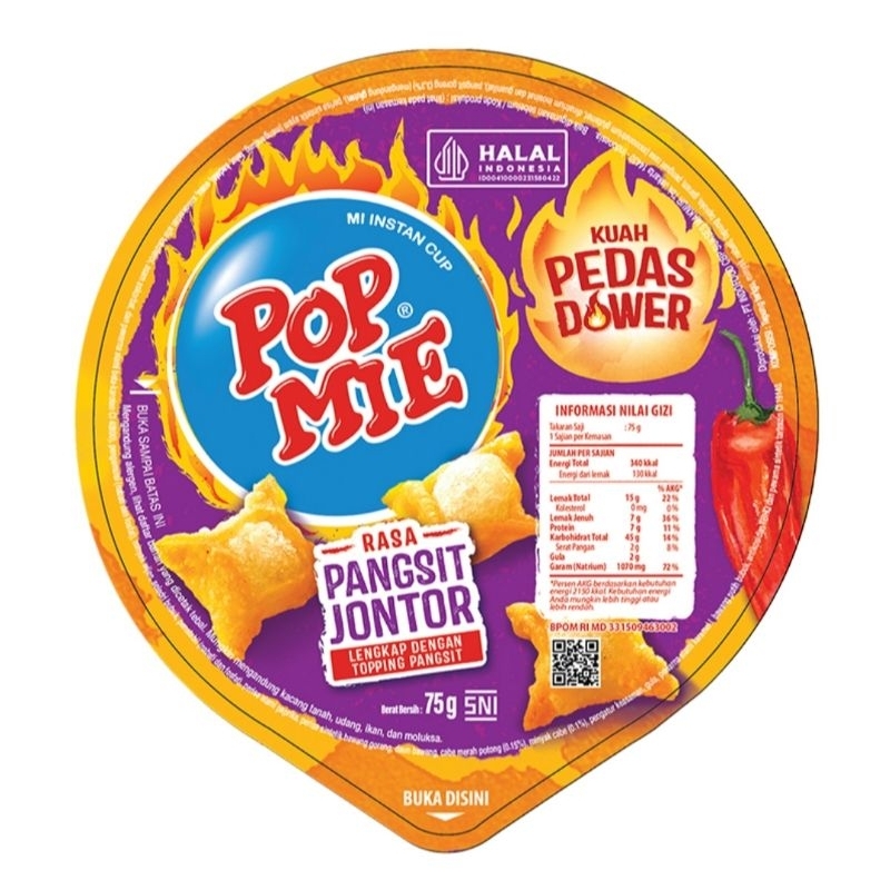 

Pop mie kuah pedas Dower pangsit jontor