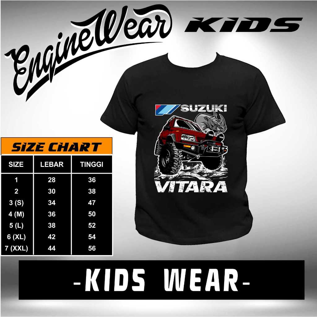 Kaos anak suzuki vitara tshirt vitara offroad escudo sidekick baju mobil jeep otomotif mrh