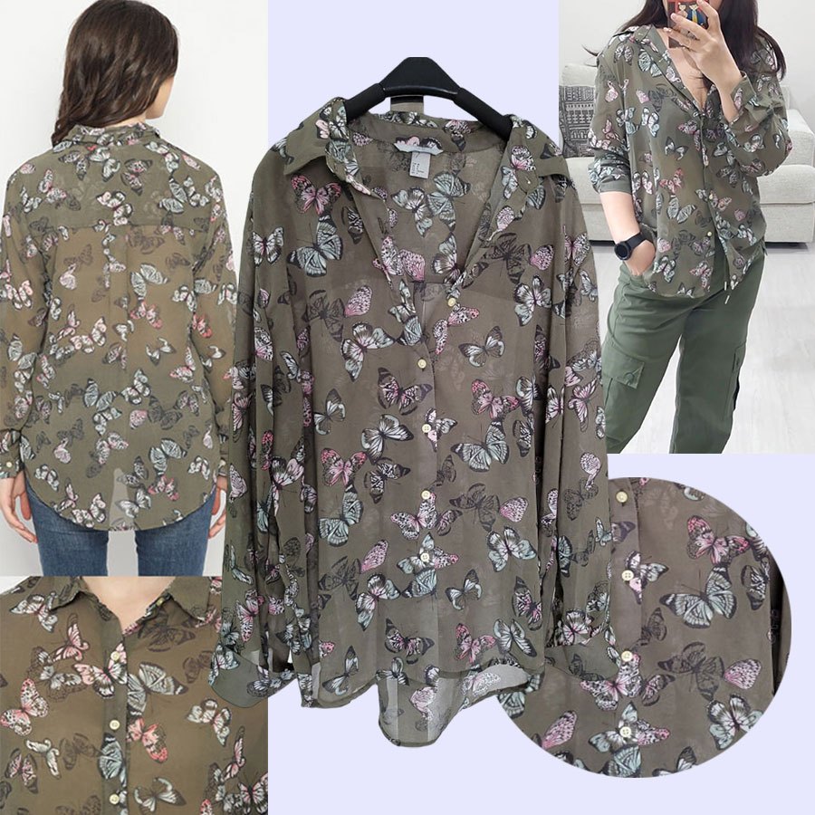 HM LS SHIRT KEMEJA WANITA