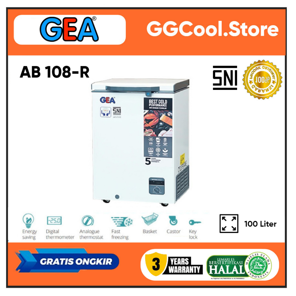 Chest Freezer GEA AB 108R Freezer Box GEA 100 Liter Lemari Pembeku GEA