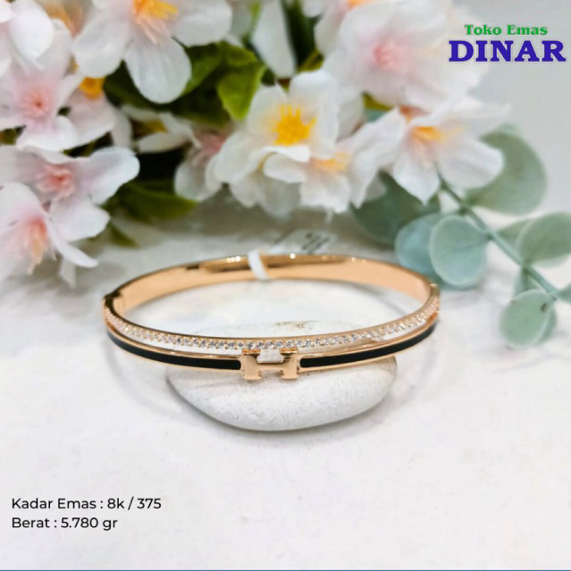 GELANG OVAL BATU PUTIH +CAT SLEP -EMAS MUDA -8K/375