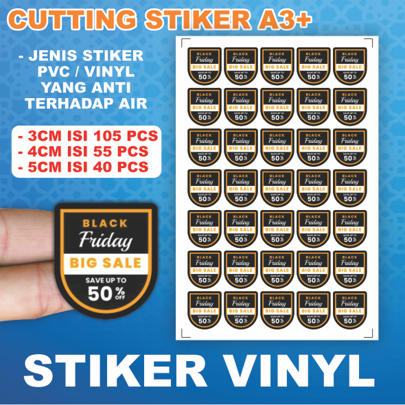 

STIKER CUTTING VINYL UKURAN A3+ / PVC GLOSSY & DOFF