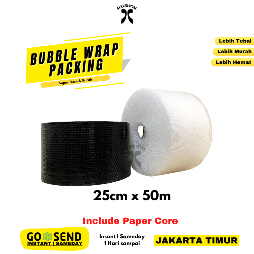 

IK6 Bubble Wrap Packing Roll 30x50m 40x50m 25cm x 50m 30cm x 50m 40cm x 50meter Hitam Bening Tebal