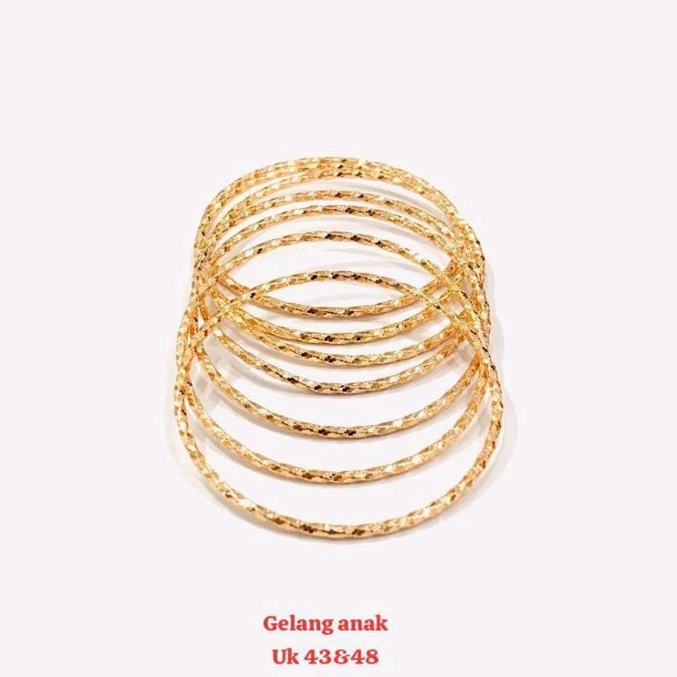 perhiasan gelang anak motif keroncong lapis emas 24k