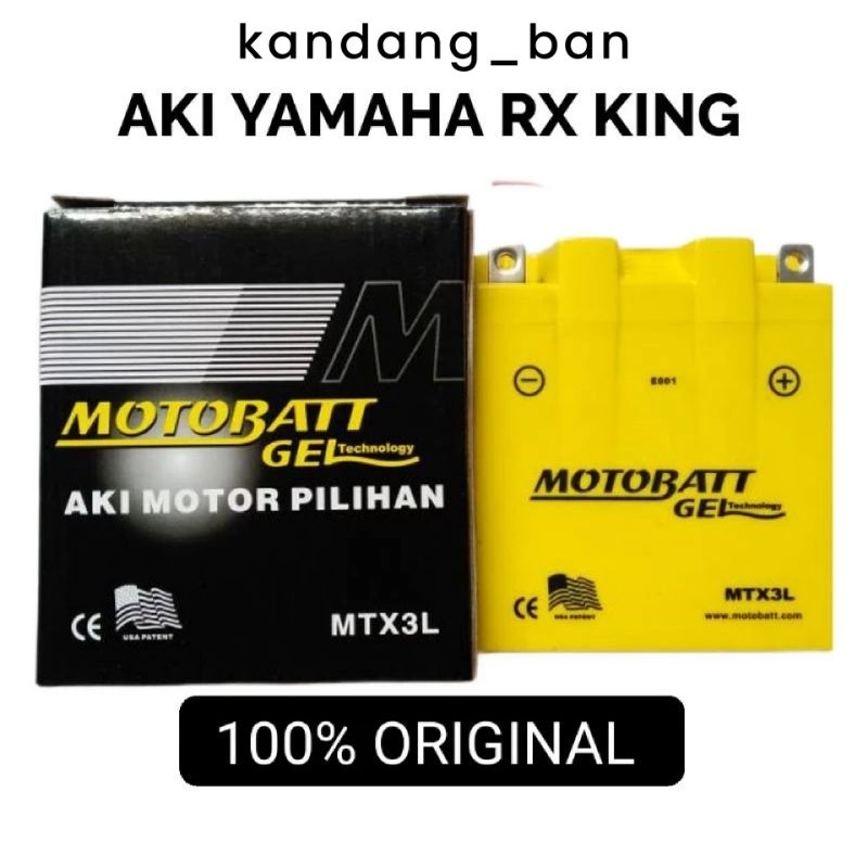 AKI ORI/ASLI AKI KERING ASLI MOTOBATT MTX3L UNTUK YAMAHA RX KING 100% ORIGINAL