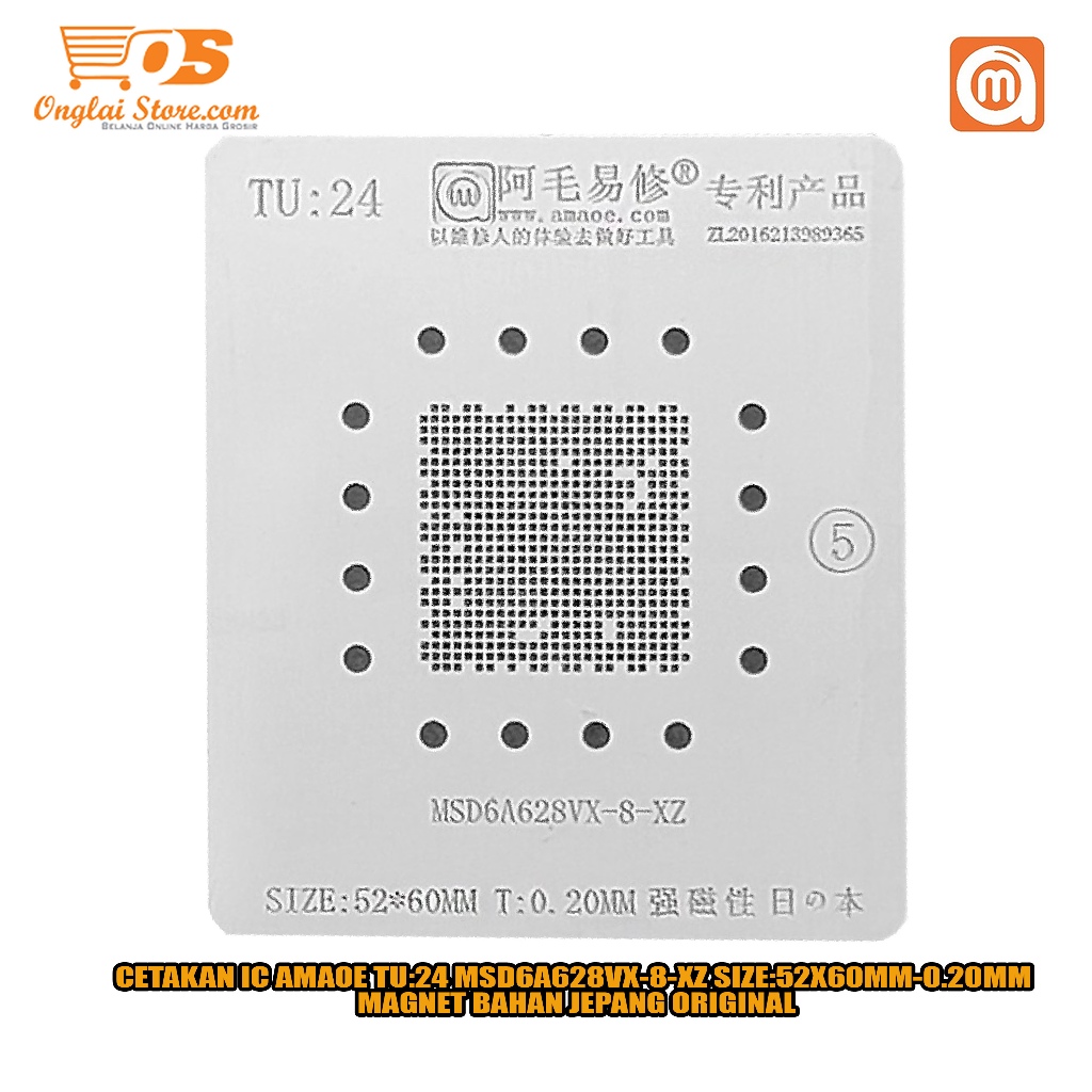 CETAKAN IC AMAOE TU:24 MSD6A628VX-8-XZ SIZE:52X60MM-0.20MM MAGNET BAHAN JEPANG ORIGINAL