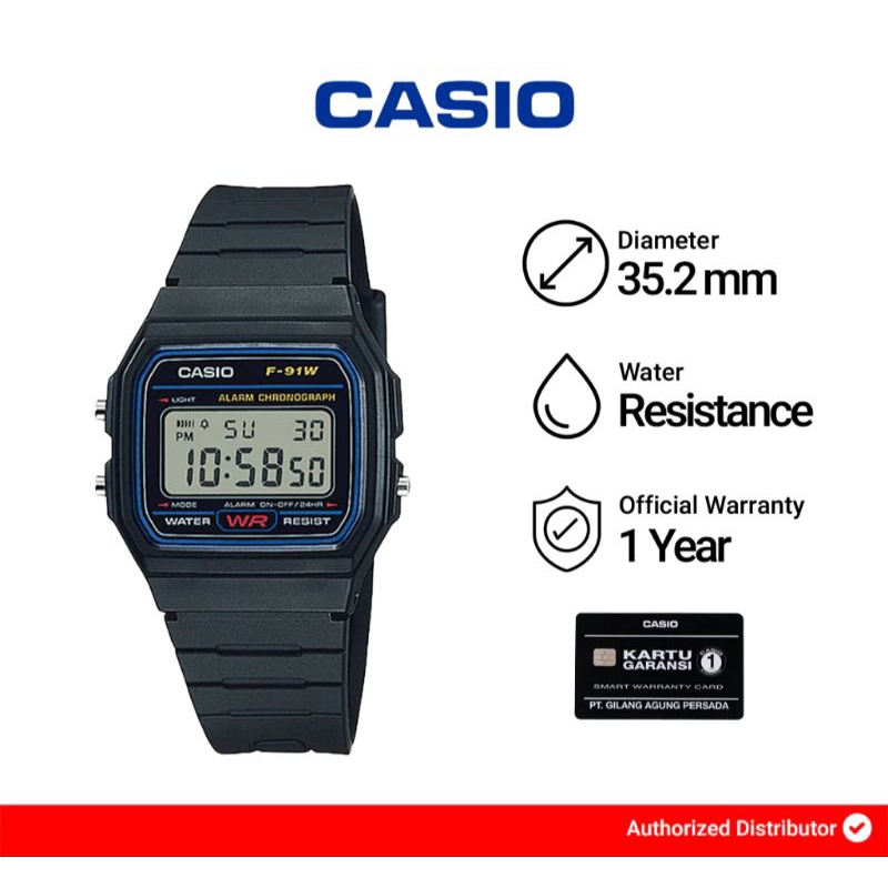 Jam tangan Casio F-91w-1DG Casio original f-91w-1