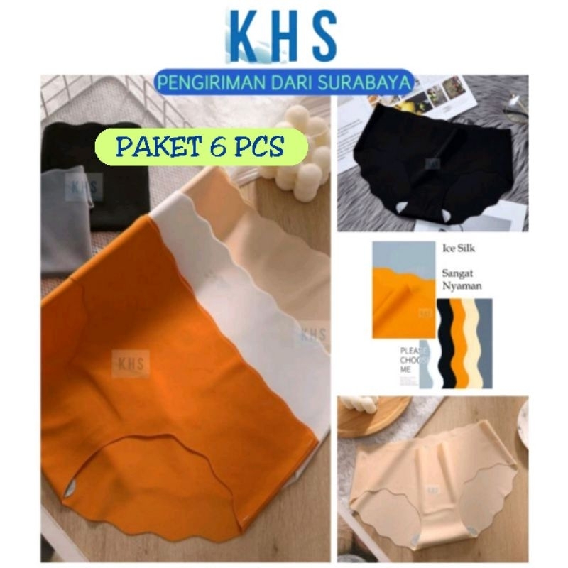 6 Pc Celana Dalam Wanita CD Seamless Tanpa Jahitan Anti Nyeplak Jumbo