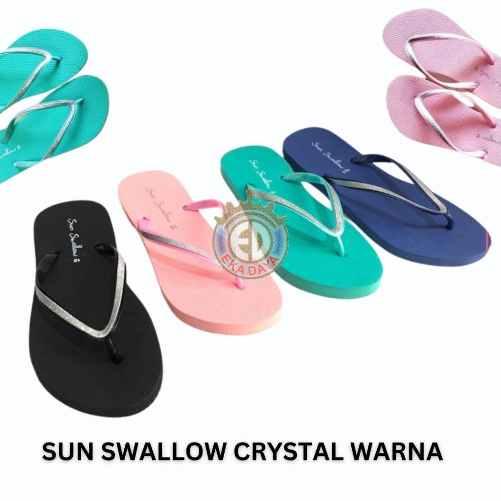 Sandal Jepit wanita Sun Swallow Crystal Gold / Crystal Warna sandal jepit swallow wanita