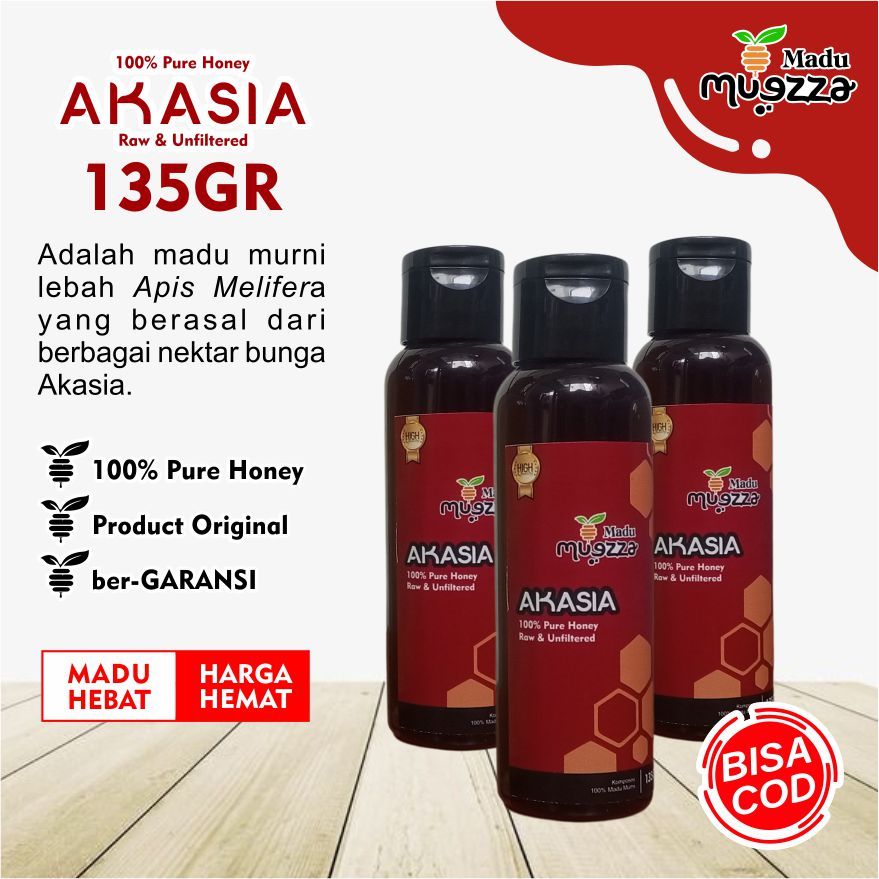 

MADU AKASIA Grade A uk. 135GR , 100% PURE NATURAL HONEY , Madu Muezza MADU ASLI MURNI ALAMI dari NEKTAR BUNGA AKASIA