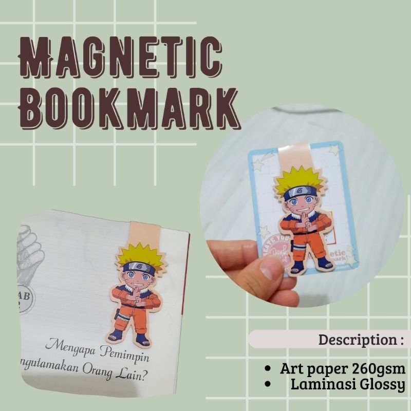 

magnetic bookmark / pembatas buku magnet Anime Naruto Kids