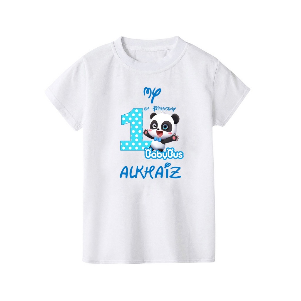 Kaos Birthday/Ulang Tahun Free Custom Nama & Angka BIRTHDAY KIKI BABY BUS