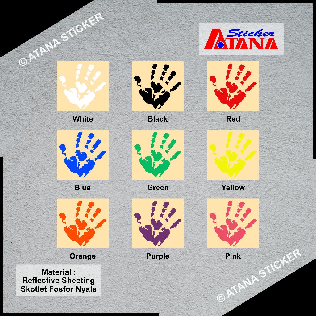 Stiker Cutting Reflektif Jejak Tangan Handprint Mark Telapak Tanda Cat Paint Darah Blood Tracak Hand