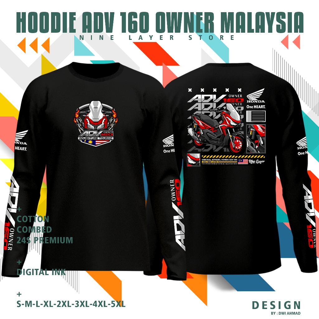 Long Sleeve  ADV 160 Red Malaysia V3 Januari 2024