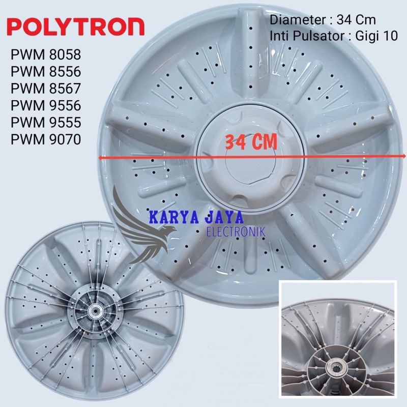 Pulsator Mesin Cuci Polytron PWM 8058 PWM 8556 PWM 8567 PWM 9556 PWM 9555 PWM 9070 Gigi 10 34cm