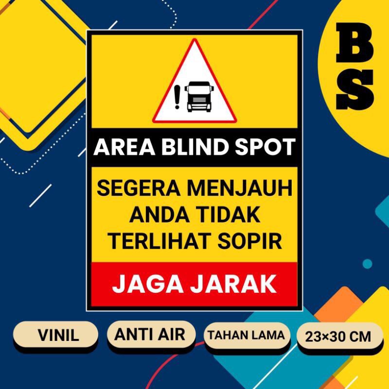 Stiker area blind apit stiker Truck stiker signifikan blind spot