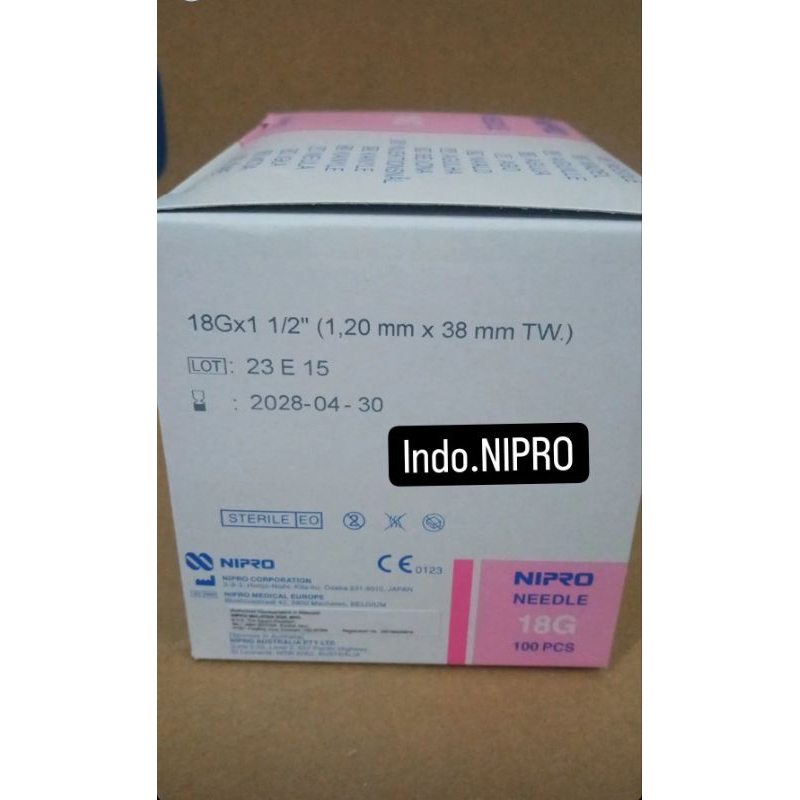 Jarum Nipro Needle 18G 1.5Inch Original isi 50pcs
