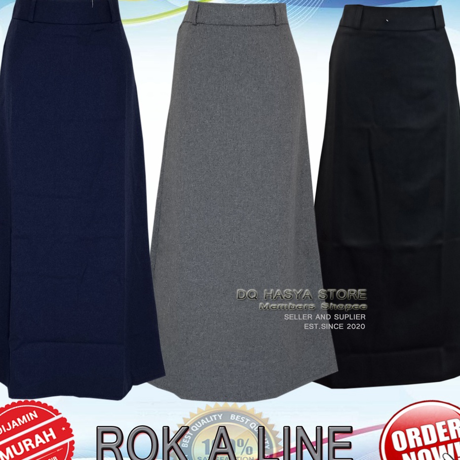 Hot Rok Kerja Panjang Hitam A Bahan Formal Kantor Rok panjang Bentuk A