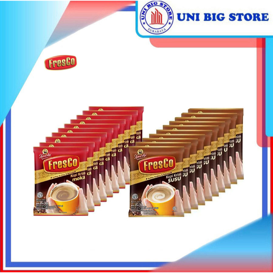 

Fresco Kopi Arabica Robusta Moka | Susu 27 gr x 12 pcs RENTENG Coffee