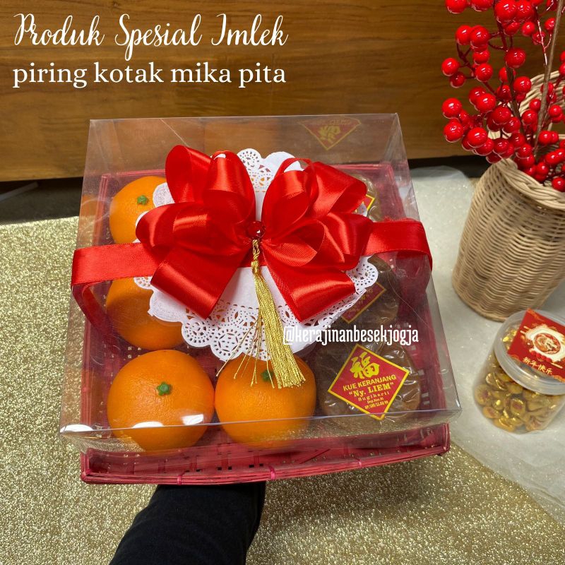 

HAMPERS CNY | BOX MIKA HANTARAN | piring kotak mika piring makanan kotak hantaran hampers cny besek imlek piring kotak