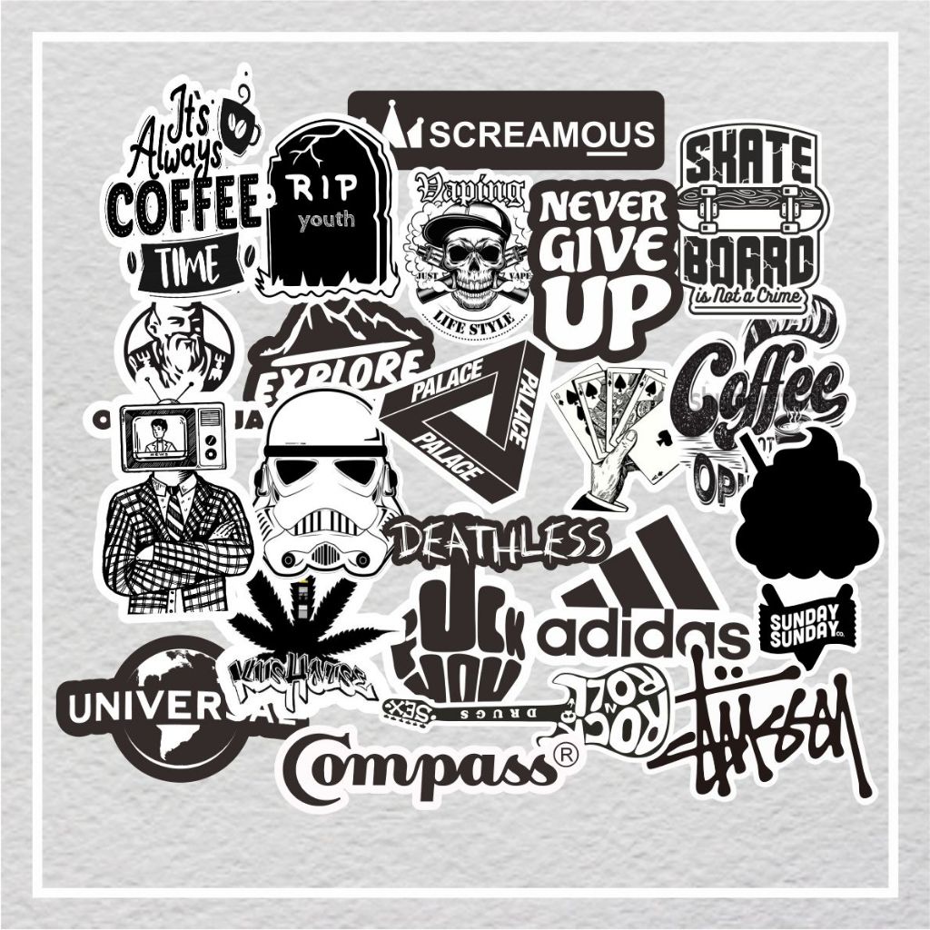 

Stiker Aesthetic BLACK & WHITE STIKER TUMBLER HP | STIKER LAPTOP Helm Buku Journal Koper Motor