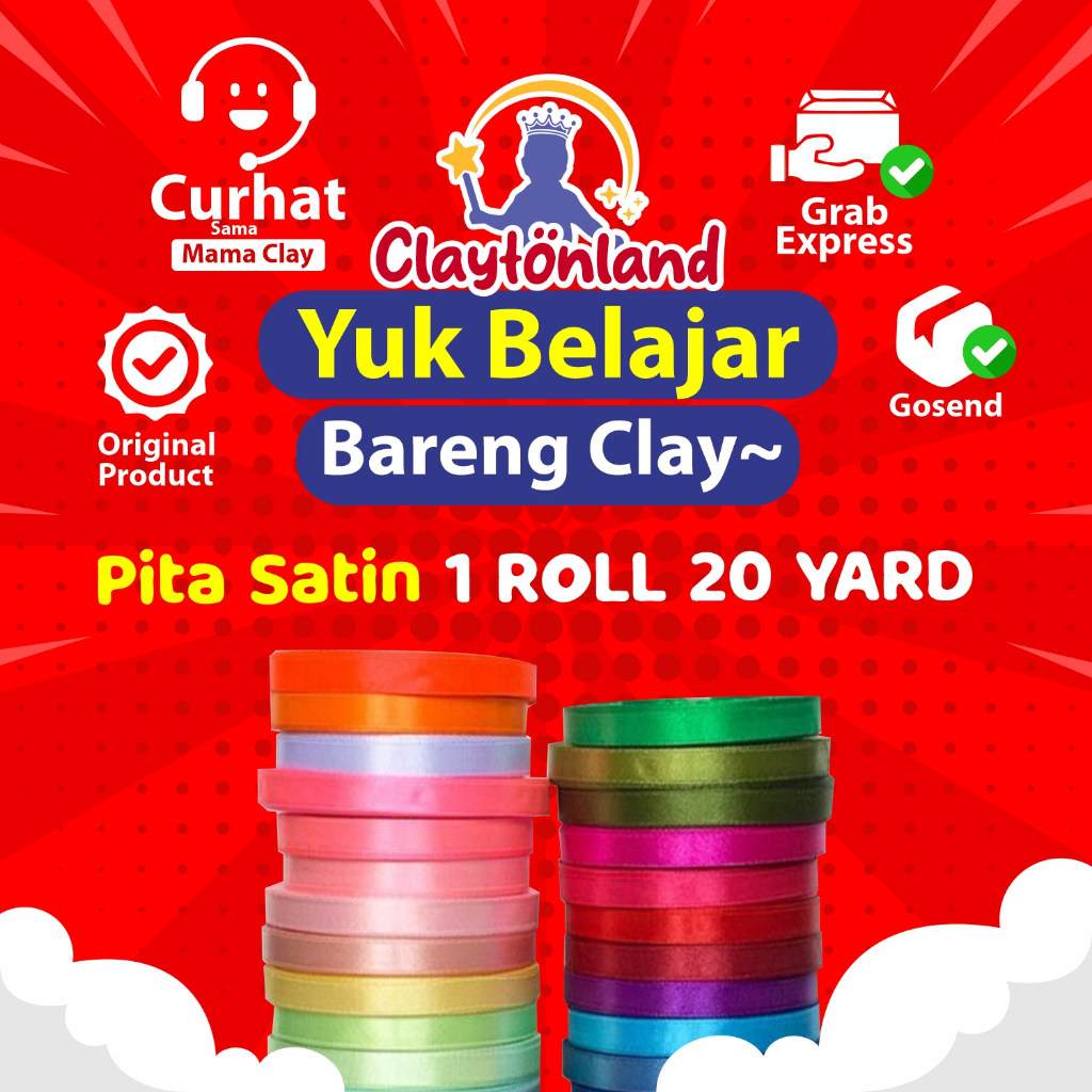 

Pita Satin IMPORT Taiwan Ukuran 3/8 Inch = 1CM Aneka Warna Multi Brand 1ROLL 20YARD