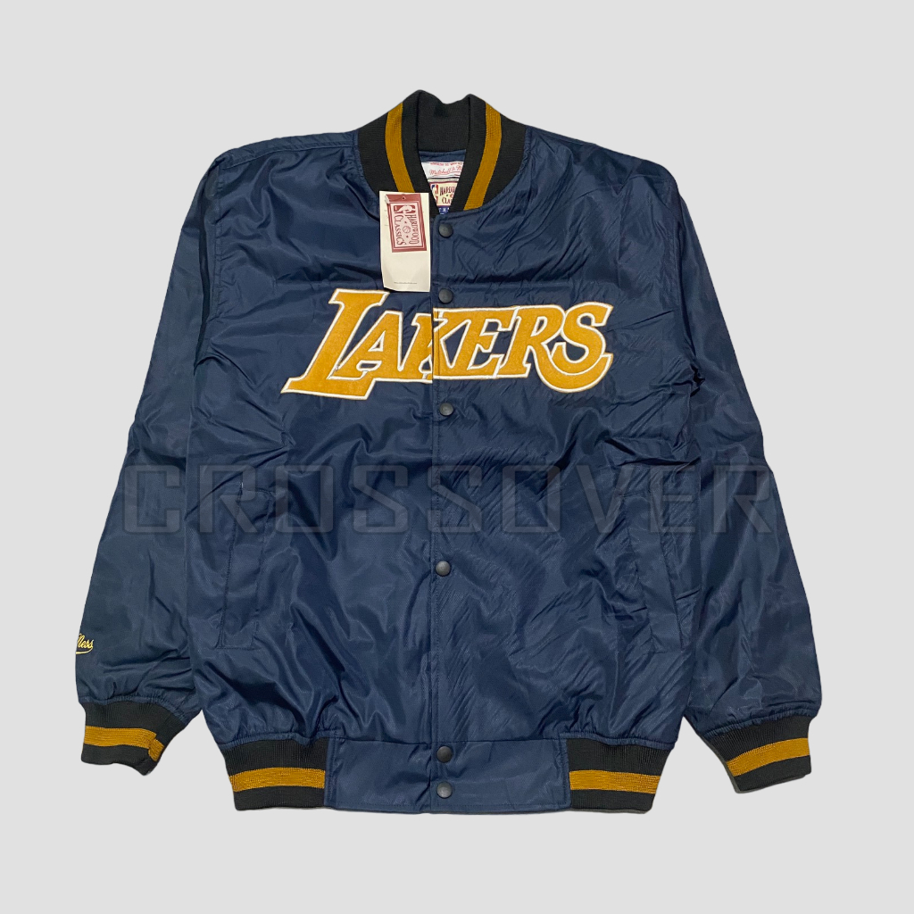 JAKET BOMBER VARSITY BASEBALL BISBOLL - LAKERS NAVY  BORDIR JAKET PRIA WANITA ORIGINAL