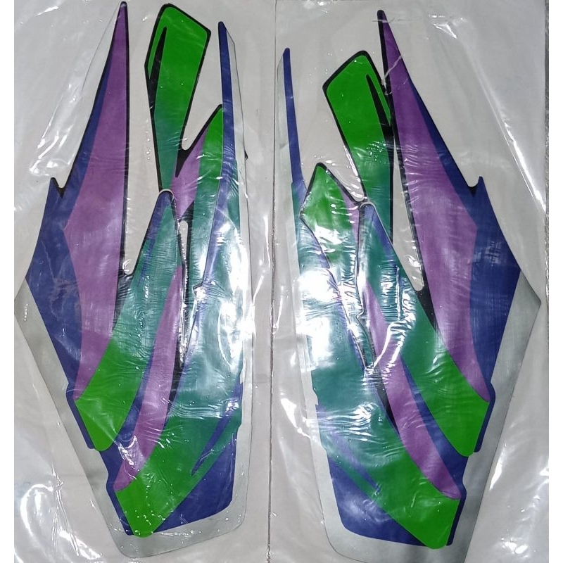 Striping stiker bodi body kanan kiri full set RX King Tahun 1996 hijau ungu original PM