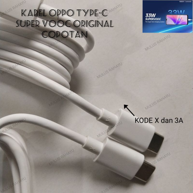 Kabel Data Oppo Original Type C Super Vooc Oppo Reno 2 3 4 5 6 A52 A53 A54 A57 A95 A96 A74 A76 A77s 