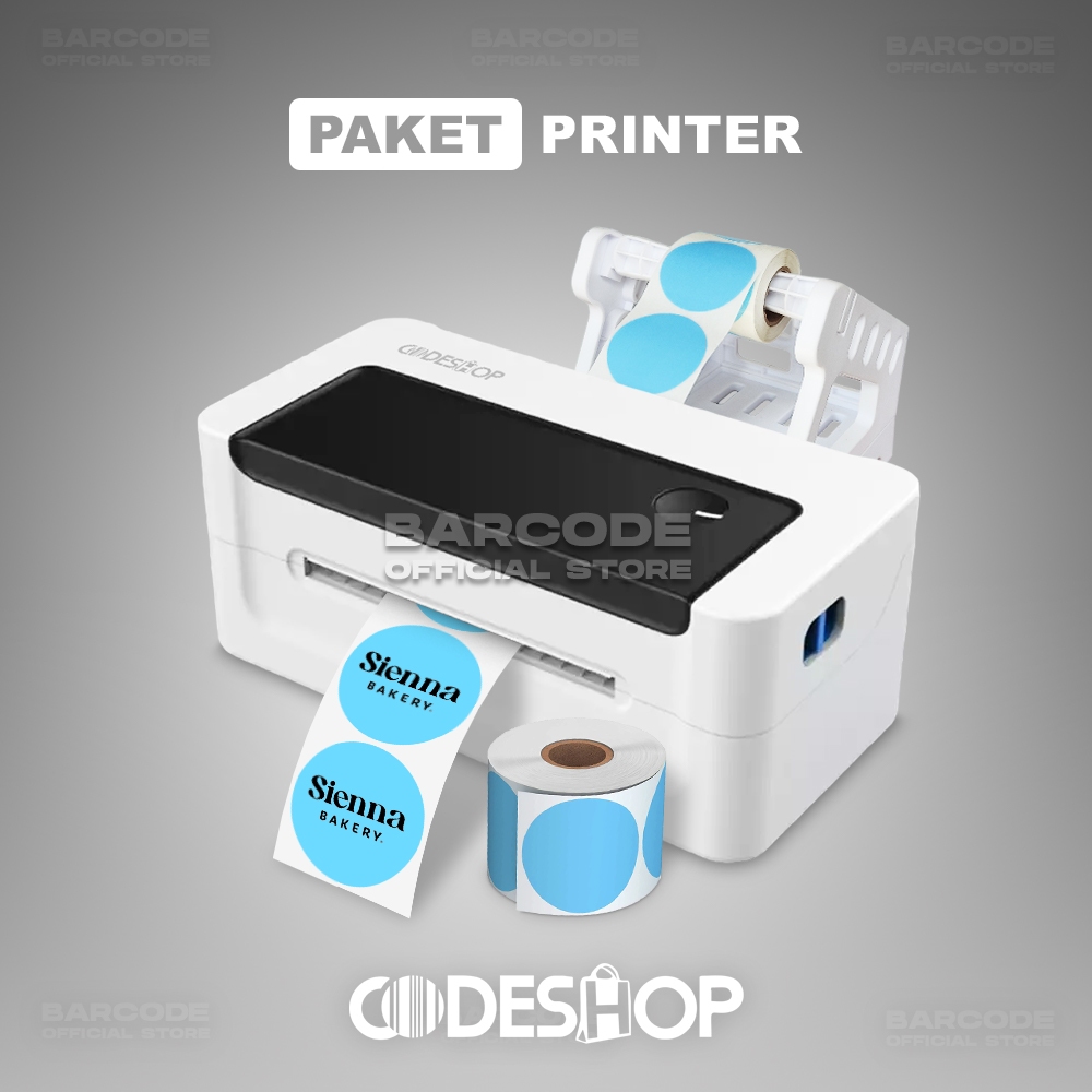 

Paket Printer Barcode Bluetooth Codeshop CB-199BT Cetak Label Bulat Logo Kemasan