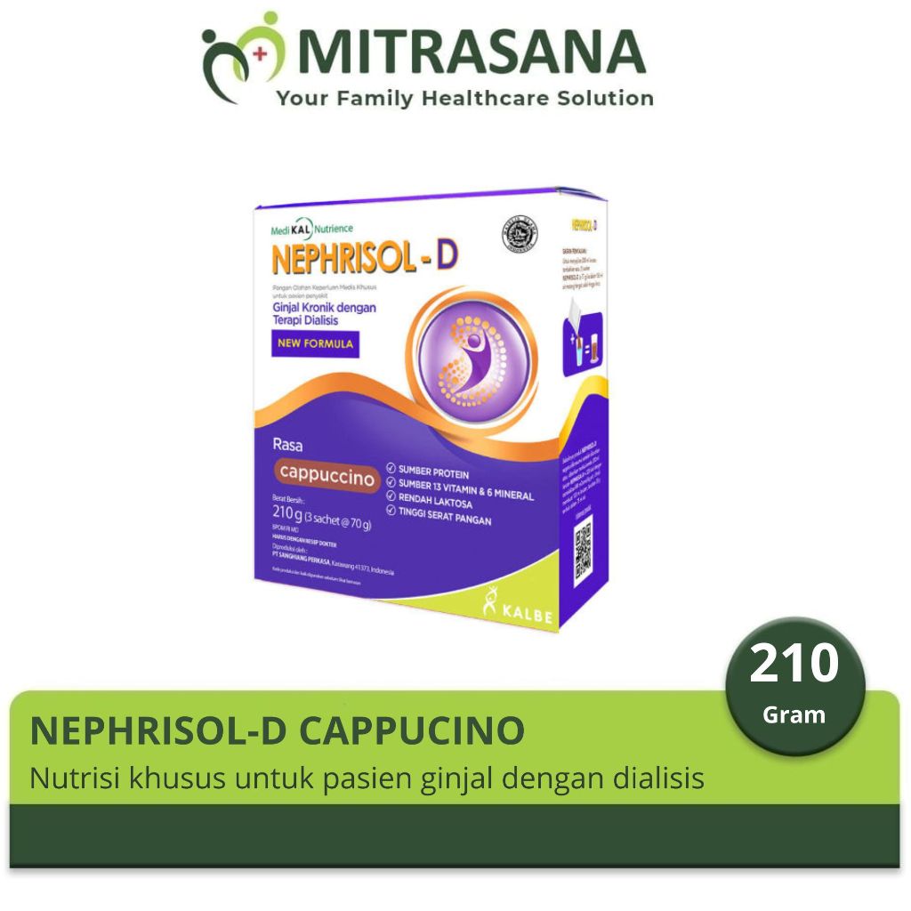 

Nephrisol D 201 Gram - Nutrisi Khusus Pasien Ginjal Kronik HD/CAPD