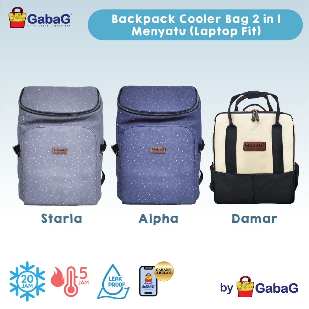 GabaG Tas Asi - Backpack Cooler Bag 2 in 1 DAMAR / STARLA / ALPHA ( Laptop Fit)