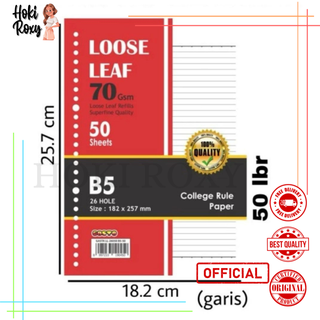 

Loose Leaf GASTA B5 50 lbr / Kertas Binder/Isi Binder