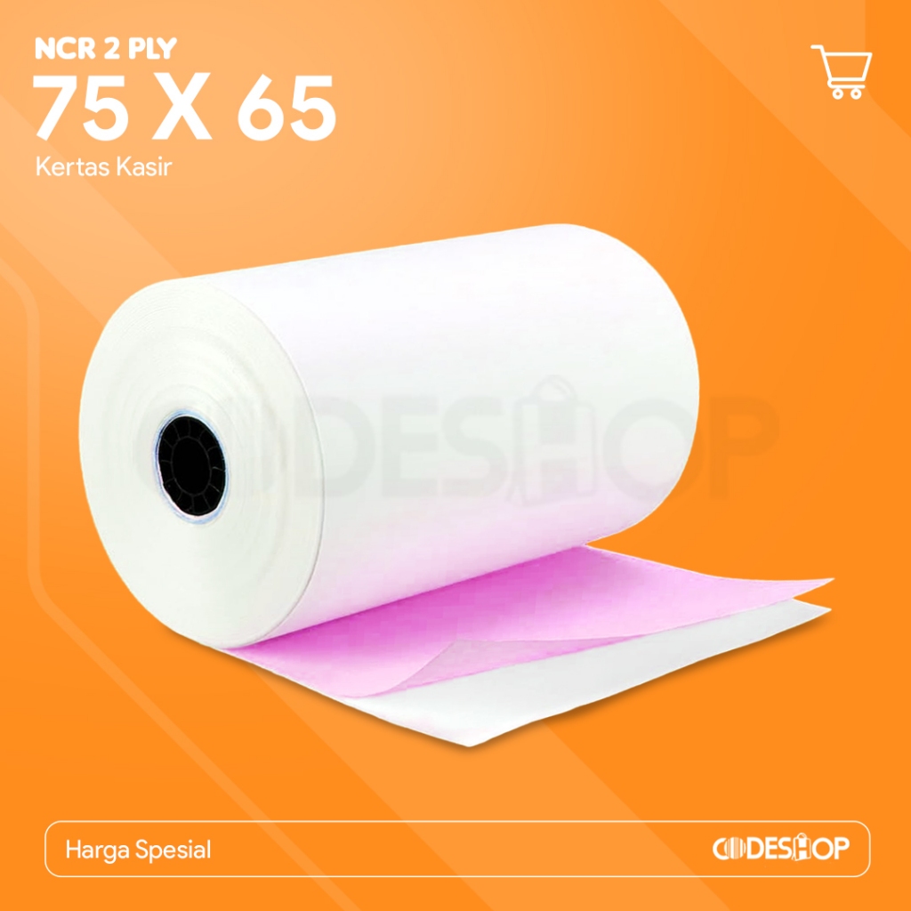 

Kertas Kasir 75x65 2 Ply Struk 75 x 65 mm Dot Matrix Rangkap 10 Roll