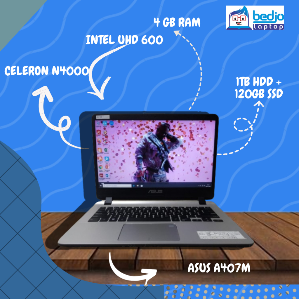 TERMURAH, ASUS A407M, CELERON N4000, Laptop Asus Second, Laptop Asus Vivobook, Laptop Murah