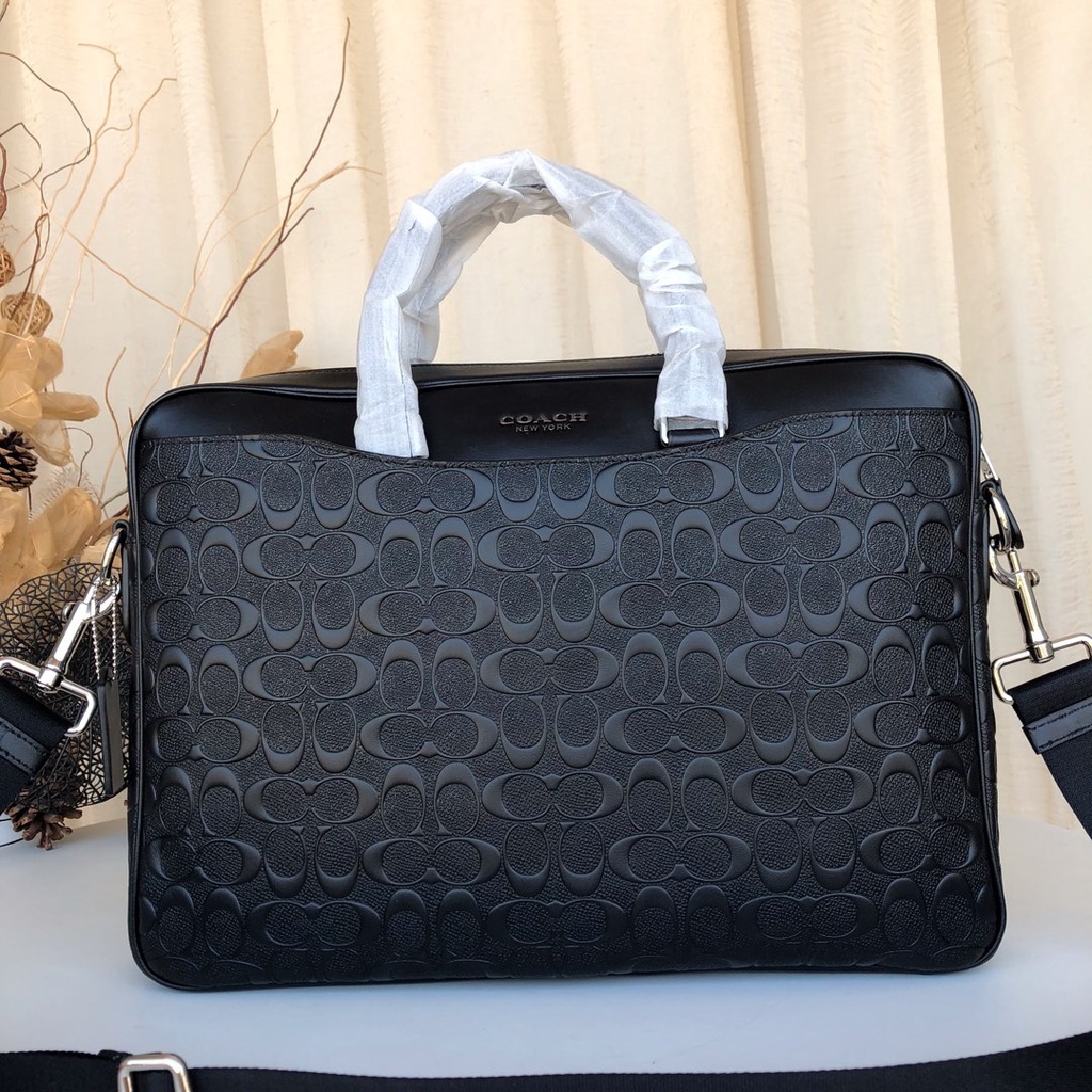Tas coach pria besar tas kerja kantor Briefcase Handbag Shoulder Bag Oblique Straddle Bag