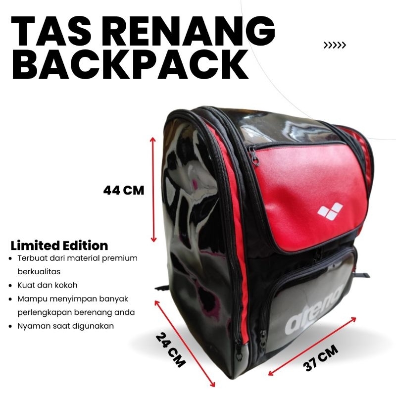 Tas Renang Ransel Arena merah/ Tas Renang Ransel Backpack Arena