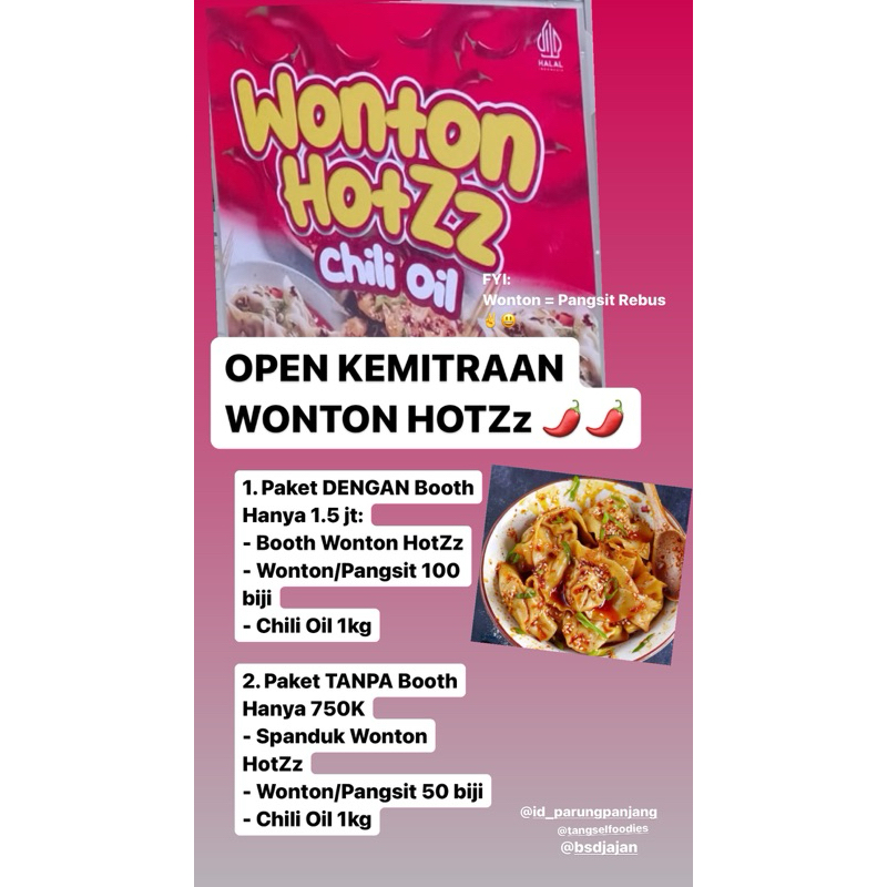 

Paket Usaha Wonton HotZz 1Jtan