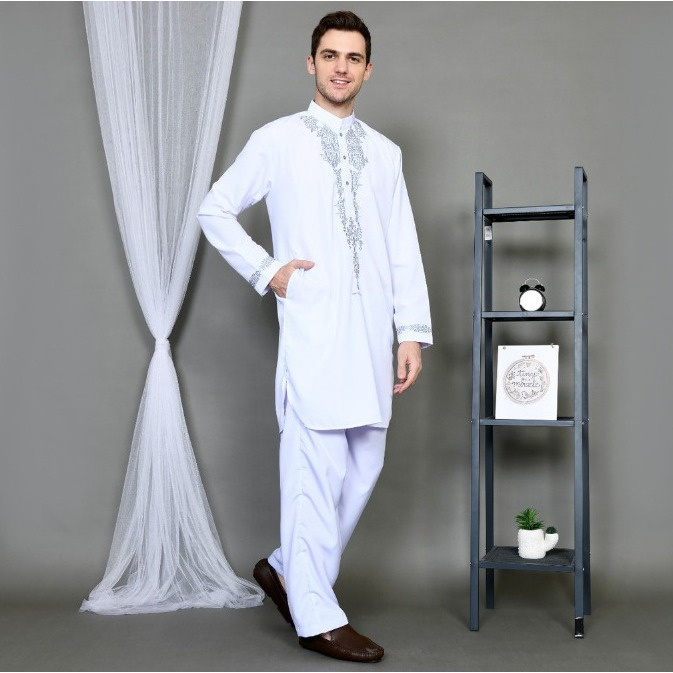 Cuci Gudang Baju Koko Setelan Pria Dewasa - Kurta Pakistan Model Bordir Set Celana - Gamis Setelan