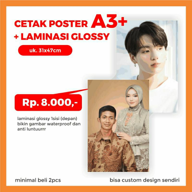 

CETAK POSTER UKURAN A3+ LAMINASI GLOSSY 1SS