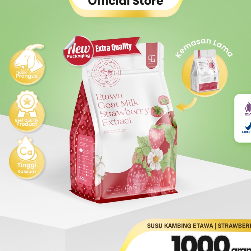 

NPHN71 Terbaru 33 Ternak Syams Susu Kambing Etawa Bubuk Rasa Varian Strawberry Stoberi Syams 1 gram Pure Murni Alami Organik Pasteurisasi tanpa campuran gula Original Mentah Kiloan Asli Natural 1 Kg stroberi