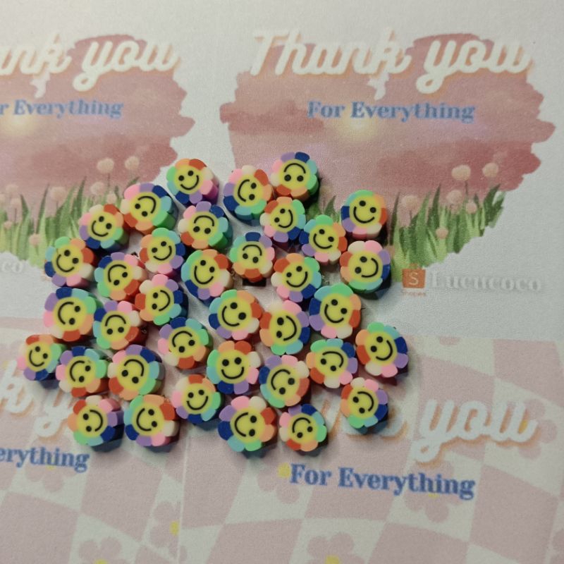 10pcs Mote Polymer Manik clay Rainbow Smile