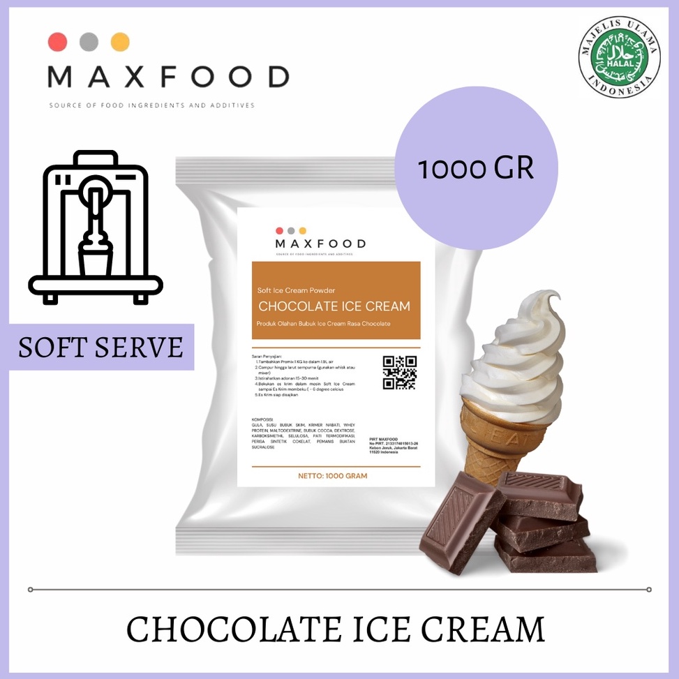 

SWXN987 Ready Stok MAXFOOD Soft Chocolate Ice Cream Powder Bubuk Es Krim Rasa Cokelat 1 KG