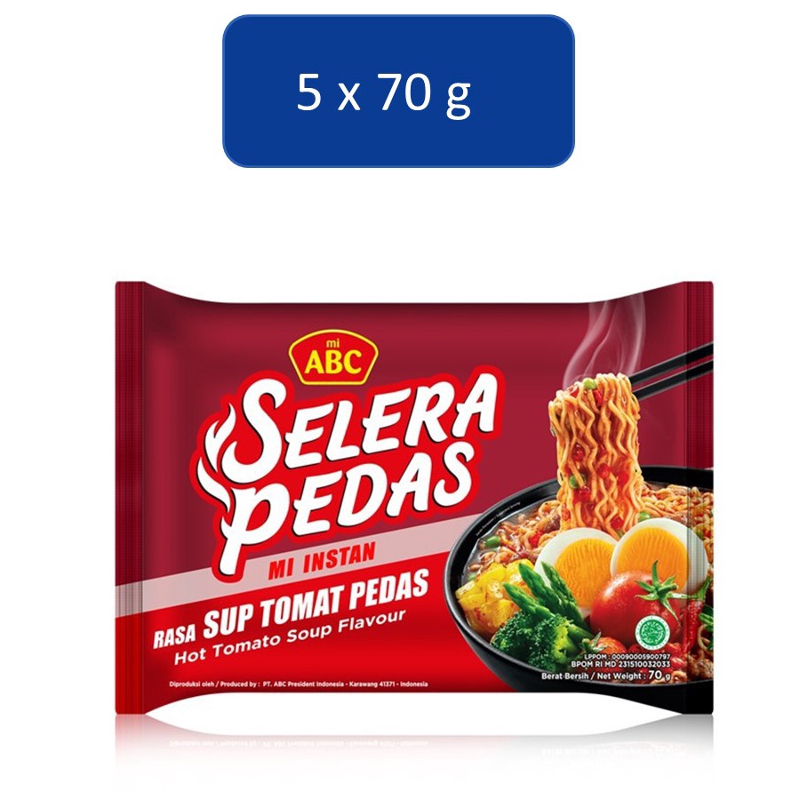 

77 ABC Selera Pedas Mi Instan Rasa Sup Tomat 5x7 gr