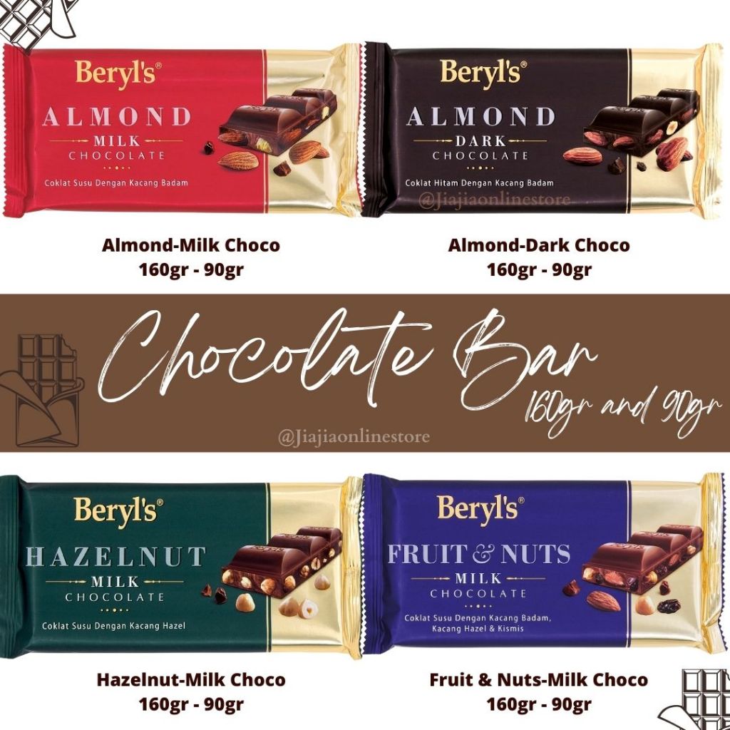

Beryls Chocolate Bar 160gr Cokelat Bar Berlys Beryls Malaysia Halal