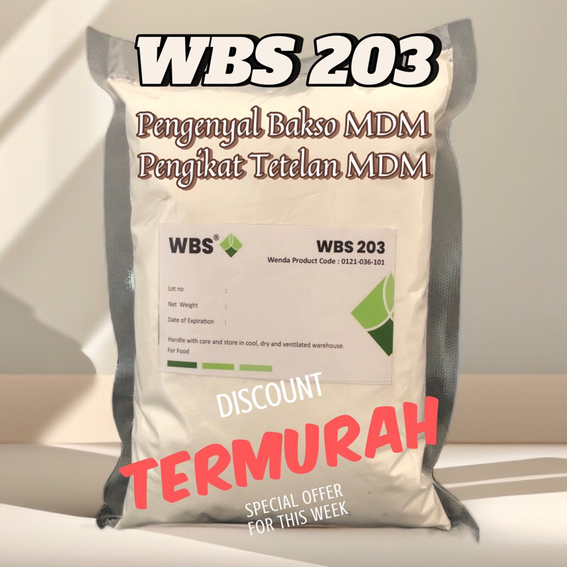 

(250gr) WBS 203 | Pengenyal MDM / serbuk daging | Meat Binder | Pengikat tetelan | Pengikat mdm | Pengikat serbuk daging | Pemadat bakso