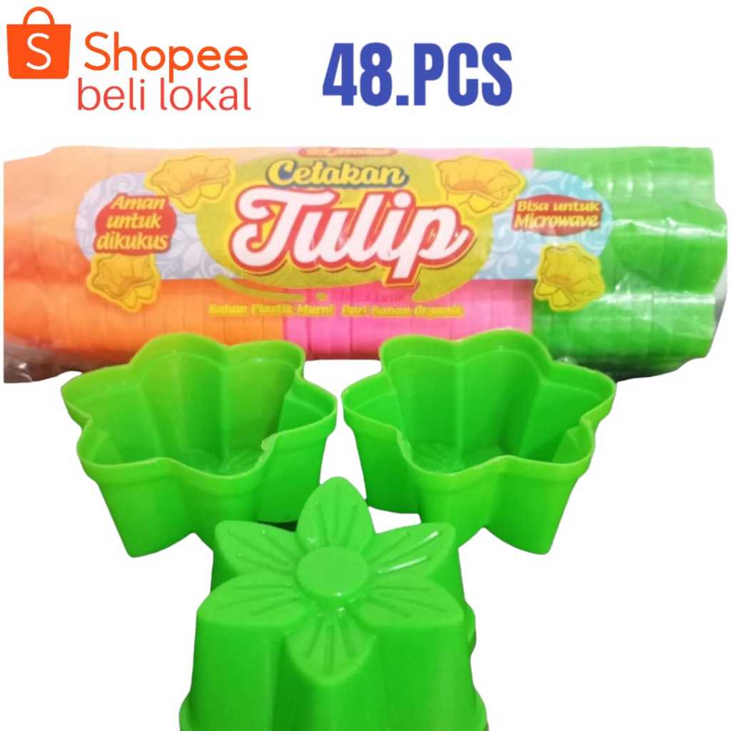 cetakan kue/cetakan puding/putu ayu bentuk bunga tulip 48 pcs