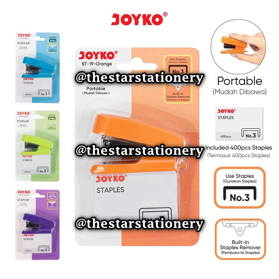 

(1 Set) GROSIR Stapler Set Joyko ST-19 / Jepretan Joyko Bonus Refill Staples
