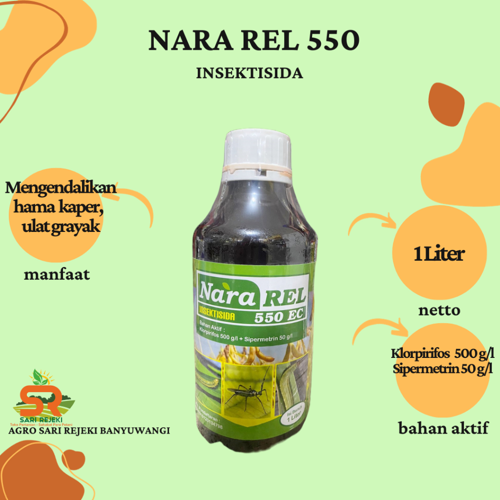 Insektisida Nararel /Nara rel 550 EC 1Liter ulat grayak untuk tanaman padi bawang merah ulat kaper